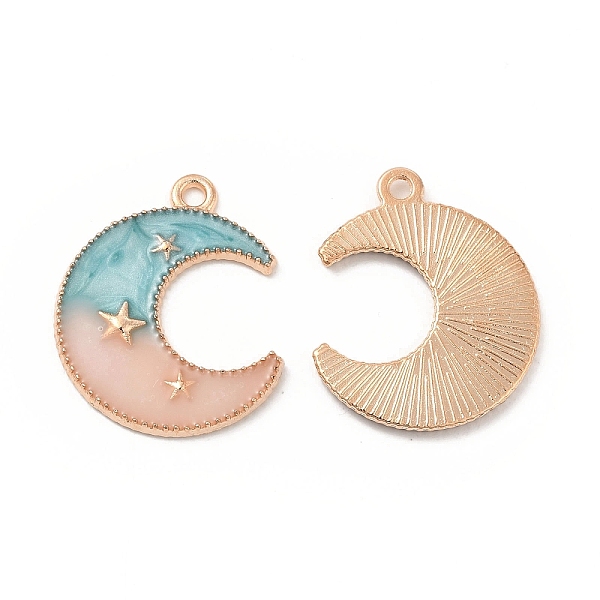

PandaHall Alloy Pendants, with 2 Tone Enamel, Crescent Moon with Star Charm, Golden, Light Sea Green, 23x18.5x1.5mm, Hole: 1.6mm...
