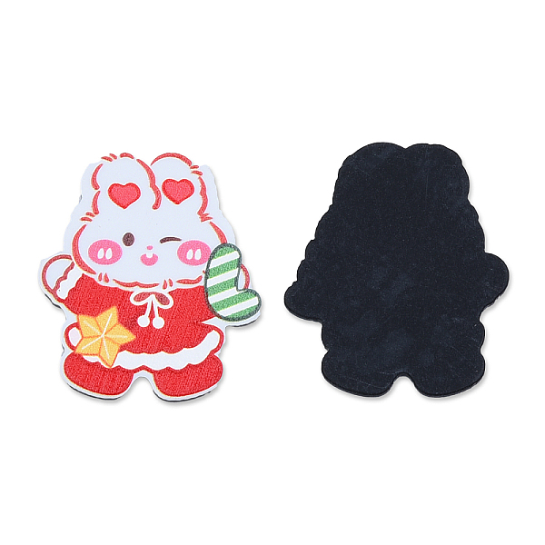 

PandaHall Printed Embossed Opaque Acrylic Cabochons, Christmas Style, Rabbit with Candy Cane, Red, 33x28.5x2mm Acrylic Rabbit Red