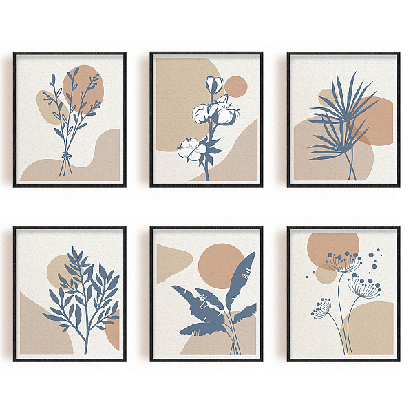 

PandaHall Rectangle Chemical Fiber Oil Canvas Hanging Painting, for Home Wall Decoration Accessories, Plants Pattern, 20x25cm, 6pcs/set...