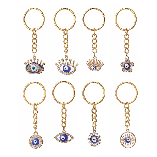 

PandaHall Evil Eye Enamel Rhinestone Keychain, with Alloy Findings, Flower/Flat Round/Eye , 7.2cm, 8pcs/set Alloy Rhinestone+Enamel Mixed...