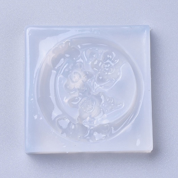 

PandaHall Food Grade Silicone Molds, Resin Casting Molds, For UV Resin, Epoxy Resin Jewelry Making, Ring with Flower, White, 46x46x10mm...
