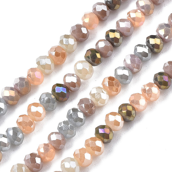 

PandaHall Electroplate Glass Beads Strands, AB Color Plated, Faceted, Rondelle, Dark Gray, 3.5x3mm, Hole: 0.8mm, about 138~142pcs/strand...
