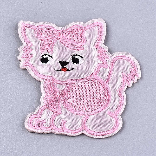 PandaHall Computerized Embroidery Cloth Iron On/Sew On Patches, Costume Accessories, Appliques, Cat, Thistle, 67x65x2mm Cloth Cat Shape...