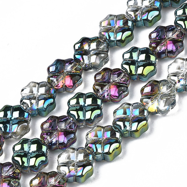 

PandaHall Electroplate Half Translucent Glass Beads Strands, Clover, Colorful, 8x8x4mm, Hole: 0.8mm, about 80pcs/strand, 25.59 inch(65cm)...