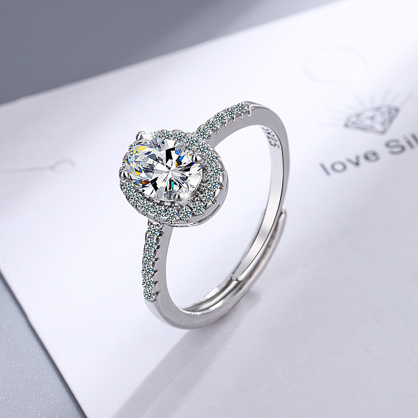 

PandaHall Wide-faced women's ring with round zirconia, factory source - Hand decoration. Other