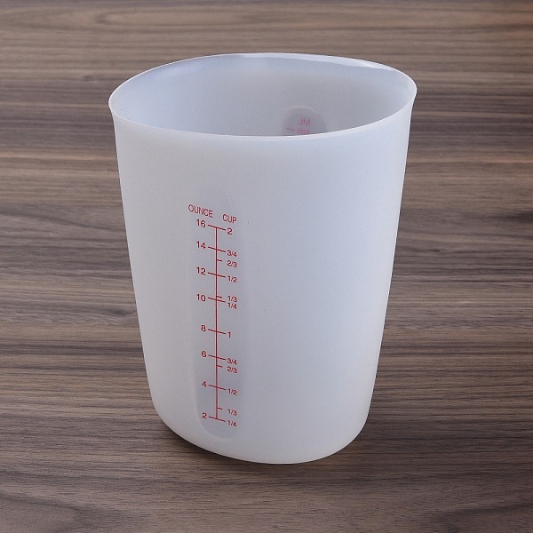 PandaHall Silicone Measuring Cups, with Scale, Baking Tools, White, 76x112x145mm, Inner Diameter: 111x74mm, Capacity: 500ml(16.91fl. oz)...