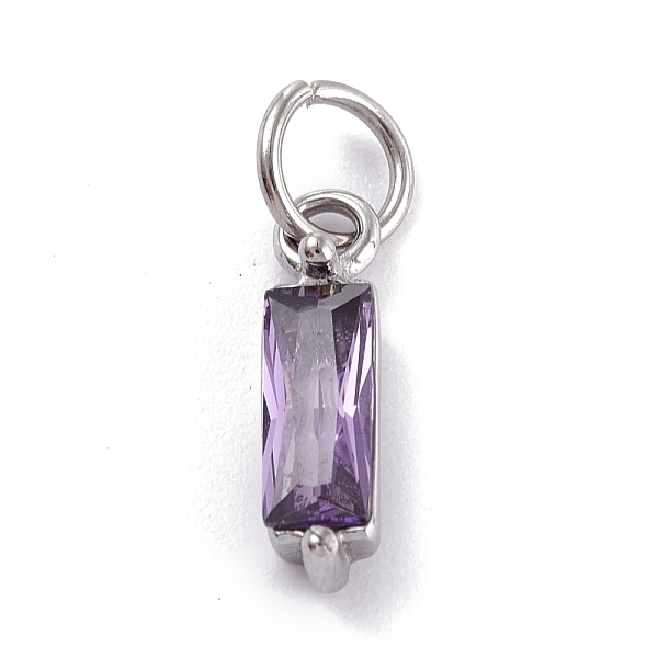 

PandaHall 304 Stainless Steel Cubic Zirconia Pendants, Rectangle, Stainless Steel Color, Medium Purple, 17x4x4mm, Hole: 5mm Stainless...