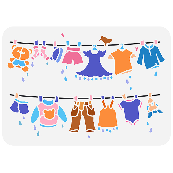 PandaHall FINGERINSPIRE Baby's Clothes Stencil 29.7x21cm Reusable Small Clothes Stencils for Painting Pants Socks, Dress, Shorts, T-shirts...