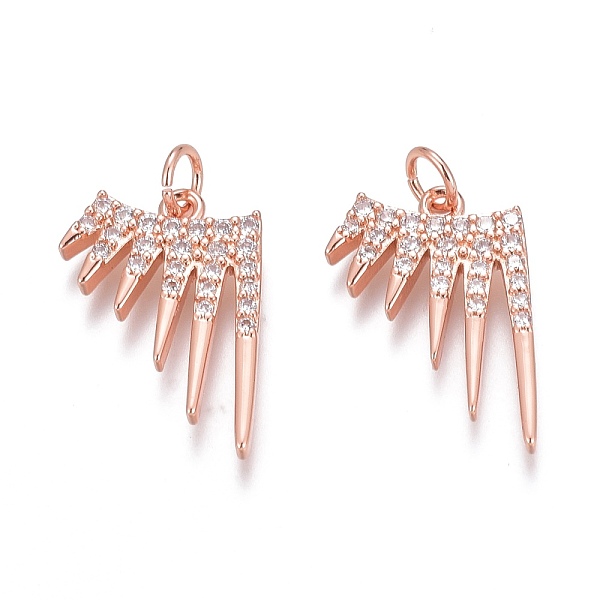 

PandaHall Brass Micro Pave Clear Cubic Zirconia Pendants, Long-Lasting Plated, With Jump Rings, Rose Gold, 16.5x13x2mm, Hole: 2mm, Jump Ring...