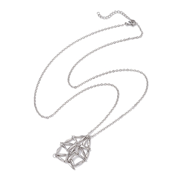 

PandaHall Crystal Stone Cage Pendant Necklaces, 304 Stainless Steel Cable Chain Necklaces, Stainless Steel Color, 23.43 inch(59.5cm) 304...