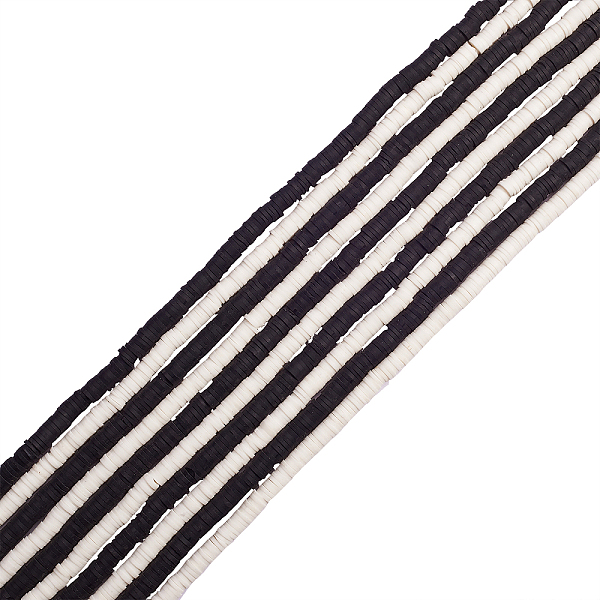 

PandaHall 10Strand 2 Colors Black and White Flat Round Handmade Polymer Clay Beads, Disc Heishi Beads for Hawaiian Earring Bracelet Necklace..., Multicolor