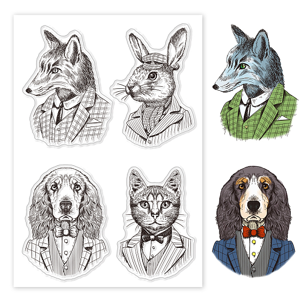 

PandaHall GLOBLELAND Suit Animals Clear Stamps Pet Portrait Silicone Clear Stamp Seals for Cards Making DIY Scrapbooking Photo Journal Album...