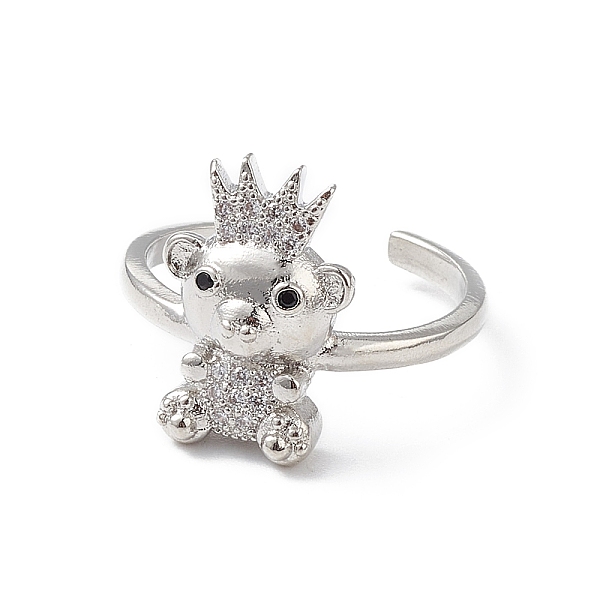

PandaHall Bear Cubic Zirconia Cuff Ring, Real Platinum Plated Brass Open Ring Jewelry for Women, Clear, 2mm, Inner Diameter: 16mm...