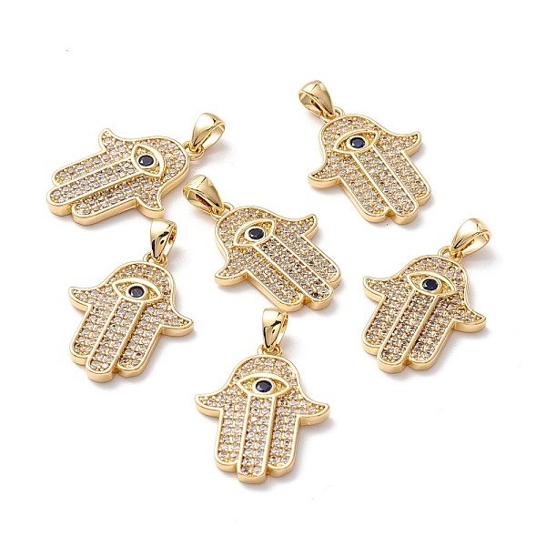 

PandaHall Brass Micro Pave Clear Cubic Zirconia Pendants, Long-Lasting Plated, Lead Free & Cadmium Free & Nickel Free, Hamsa Hamsa Hand...