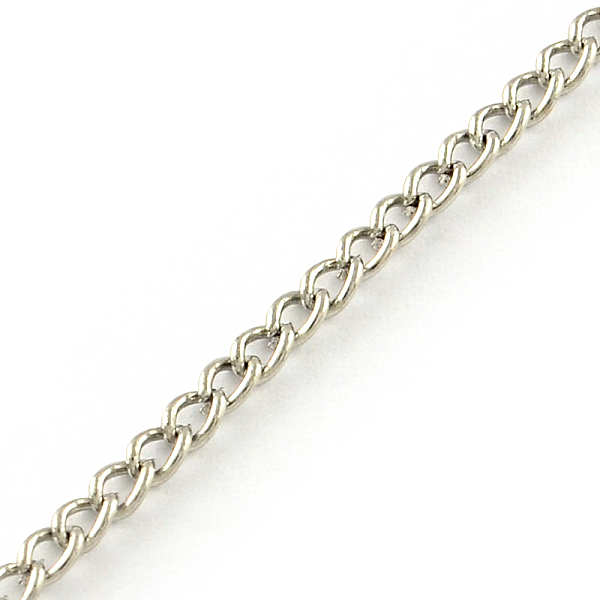 

PandaHall Unwelded Iron Curb Chains, with Spool, Platinum, 3.4x2.4x0.7mm, about 328.08 Feet(100m)/roll Iron