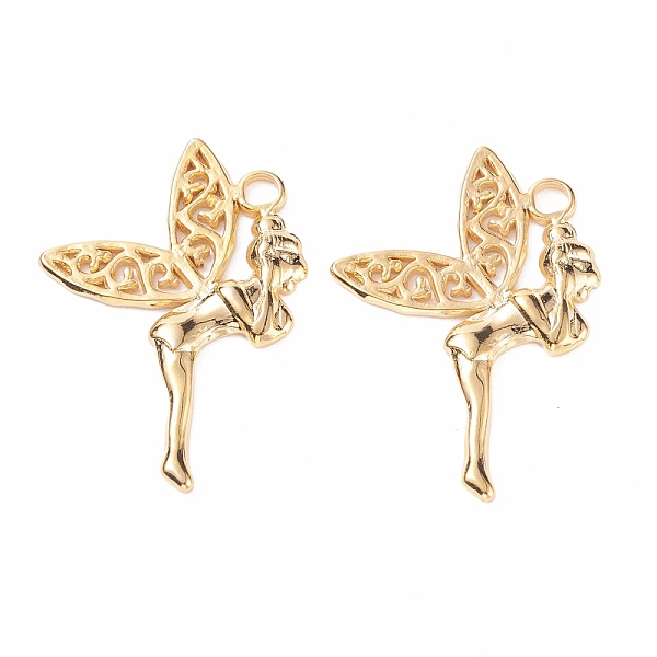

PandaHall 304 Stainless Steel Pendants, Textured, Fairy, Golden, 32x22x2mm, Hole: 2.6mm 304 Stainless Steel Angel & Fairy