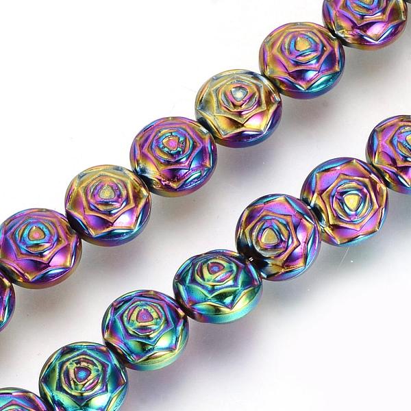 

PandaHall Electroplate Non-magnetic Synthetic Hematite Beads Strands, Flower, Multi-color Plated, 8x5mm, Hole: 1mm, about 50pcs/strand, 15.7...