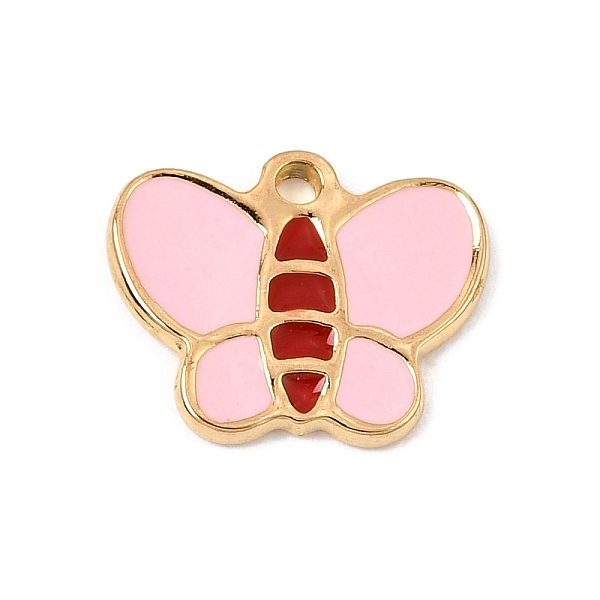 304 Stainless Steel with Pink Enamel Charms