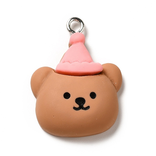 

PandaHall Opaque Resin Pendants, Animal Charm, with Platinum Tone Iron Loops, Peru, Bear, 27x20x8mm, Hole: 2.2mm Iron+Resin Bear Brown