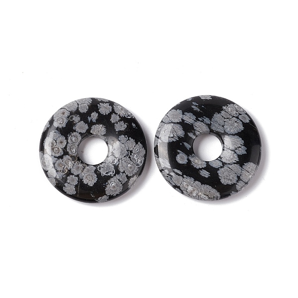 

PandaHall Natural Snowflake Obsidian Pendants, Donut/Pi Disc Charm, 29~30x5~6mm, Hole: 6~7mm Snowflake Obsidian Donut