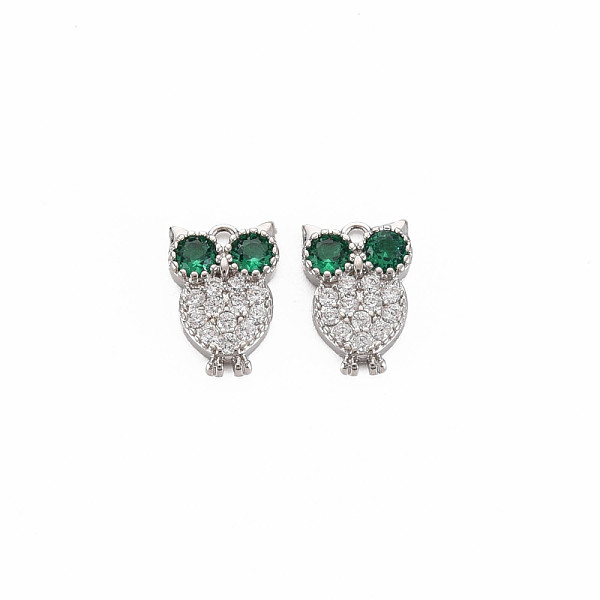 

PandaHall Brass Micro Pave Cubic Zirconia Charms, Nickel Free, Real Platinum Plated, Owl, Green, 10.5x7x2mm, Hole: 1mm Brass+Cubic Zirconia...