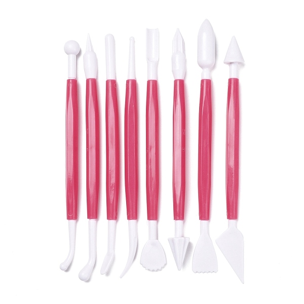PandaHall 8Pcs Plastic Double Heads Modeling Clay Sculpting Tools Set, for Children DIY Pottery Clay Craft Supplies, Cerise...