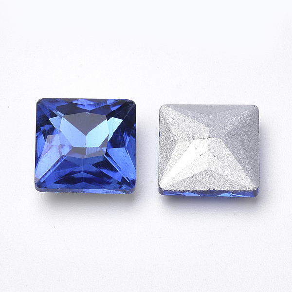 

PandaHall Pointed Back Glass Rhinestone Cabochons, Back Plated, Faceted, Square, Blue, 10x10x5mm Glass Rhinestone Square Blue