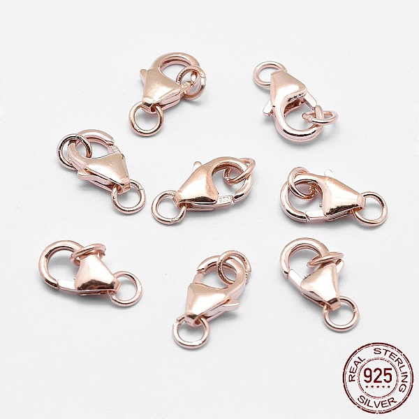 

PandaHall 925 Sterling Silver Lobster Claw Clasps, Electroplate, with Jump Rings, Rose Gold, 11mm, Hole: 2mm Sterling Silver Others