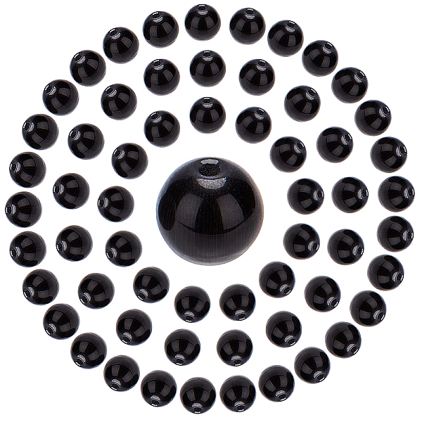 

PandaHall SUNNYCLUE 100Pcs Cat Eye Beads, Round, Black, 8mm, Hole: 1.2mm Glass Round Black