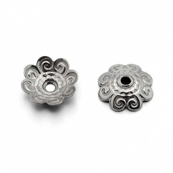 

PandaHall 304 Stainless Steel Flower Bead Caps, Stainless Steel Color, 11x3mm, Hole: 1.5mm 304 Stainless Steel