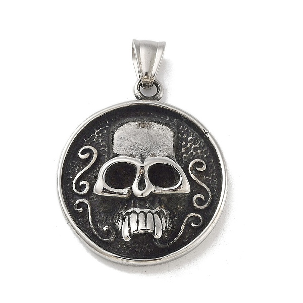 

PandaHall 304 Stainless Steel Pendants, Antique Silver, Flat Round with Cross, 38x32.5x11.5mm, Hole: 8x5mm 304 Stainless Steel Flat Round