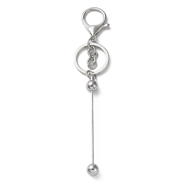 

PandaHall Alloy Bar Beadable Keychain for Jewelry Making DIY Crafts, with Alloy Lobster Clasps and Iron Ring, Platinum, 15.5~15.8cm Alloy