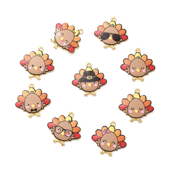 

PandaHall Cute Printed Alloy Pendants, Light Gold, Cadmium Free & Nickel Free & Lead Free, Turkey Charm, Mixed Color, 26x26x2mm, Hole: 2mm..., Multicolor