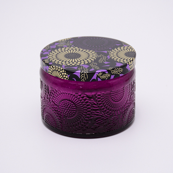 

PandaHall Glass Storage Box, Container for Jewelry, Aromatherapy Candle, Candy Box, with Slip-on Lid, Flower Pattern, Purple, 7.1x5.2cm...