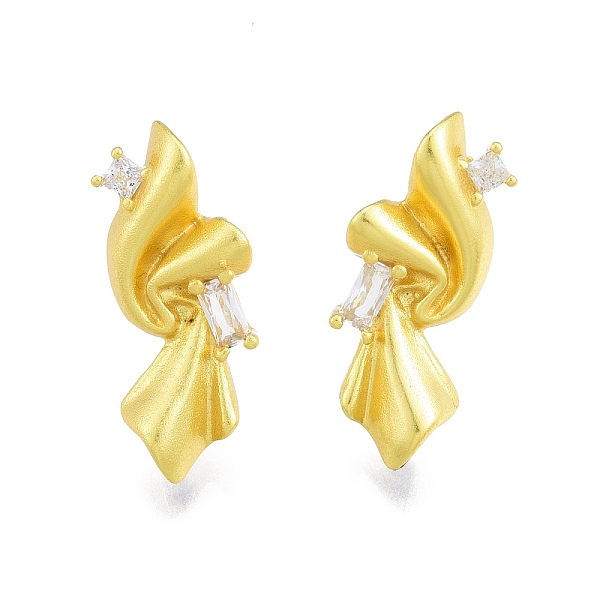

PandaHall Rack Plating Brass with Clear Cubic Zirconia Stud Earring Findings, with Vertical Loops, Nickel Free, Twist, Matte Gold Color...