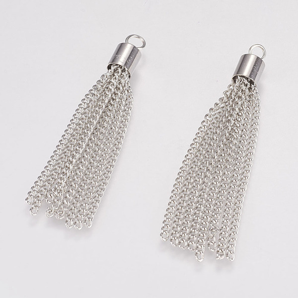 

PandaHall Iron Chain Tassel Pendants, Platinum, 53.5x6mm, Hole: 3.6mm Iron