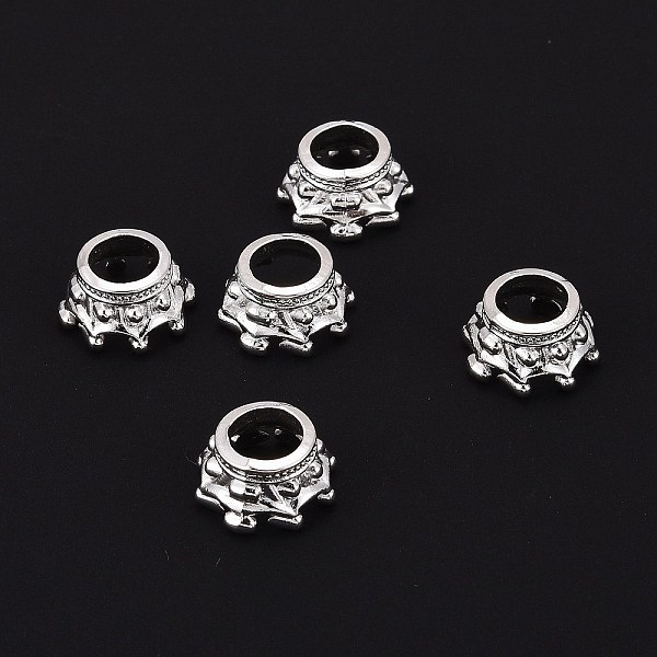 

PandaHall Alloy Bead Cones, Crown, Silver Color Plated, 14x10x7mm, Hole: 5x7mm Alloy