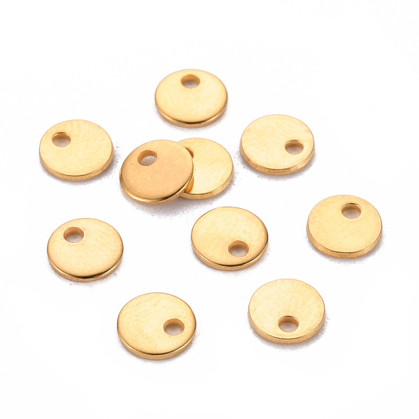 

PandaHall 201 Stainless Steel Stamping Blank Tag Pendants, Flat Round, Golden, 6x1mm, Hole: 1.2mm 201 Stainless Steel Flat Round