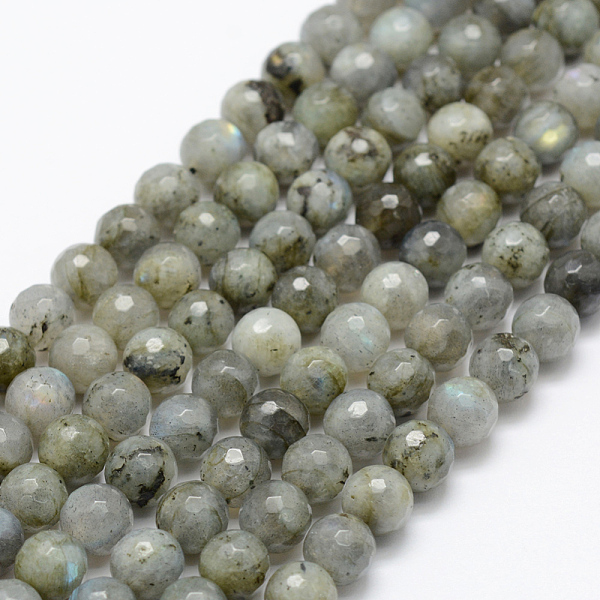 

PandaHall Natural Labradorite Beads Strands, Round, Faceted, 8mm, Hole: 1mm, about 49pcs/strand, 15.1 inch(38.5cm) Labradorite Round