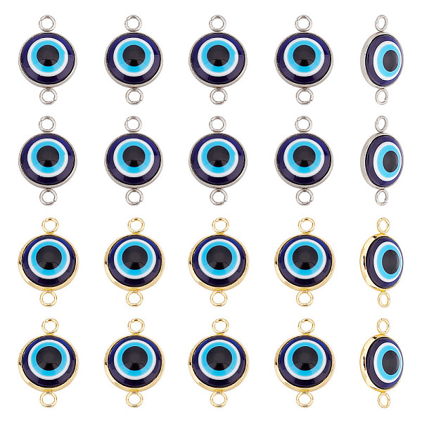 

PandaHall ARRICRAFT 20Pcs 2 Styles Evil Eye Resin Connector Charms, with 304 Stainless Steel Findings, Flat Round, Golden & Stainless Steel...