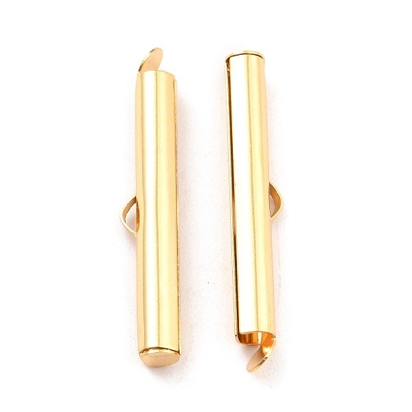 

PandaHall 304 Stainless Steel Slide On End Clasp Tubes, Slider End Caps, Real 18K Gold Plated, 30x5.5x4mm, Hole: 3.5x1.5mm, Inner Diameter...