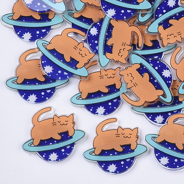 

PandaHall Plastic Kitten Cabochons, Cat with Planet, Sandy Brown, 31.5x36x3mm Plastic Cat Shape Brown