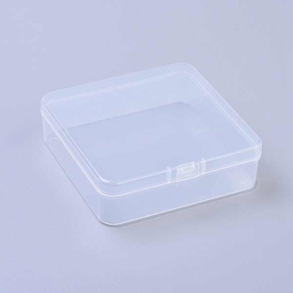 PandaHall Plastic Boxes, Beads Storage Containers, with Hinged Lid, Square, Clear, 9.4x9.4x2.8cm Plastic Square Clear