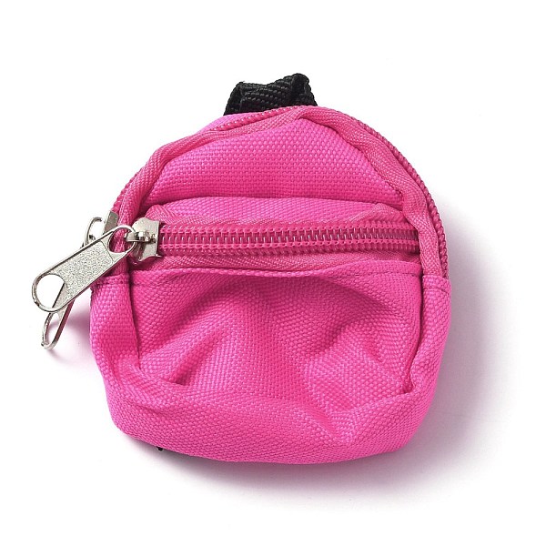

PandaHall Casual Mini Cloth Doll Backpack, with Zipper, for Girl BJD Accessory Bag, Deep Pink, 88~92x73~76x30~32mm Cloth Bag