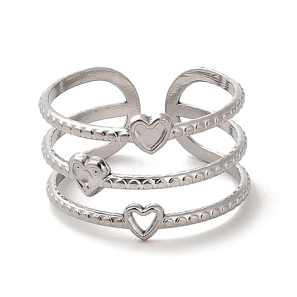 

PandaHall 304 Stainless Steel Open Cuff Ring for Women, Hollow Heart, Stainless Steel Color, US Size 7 1/2(17.7mm) 304 Stainless Steel Heart