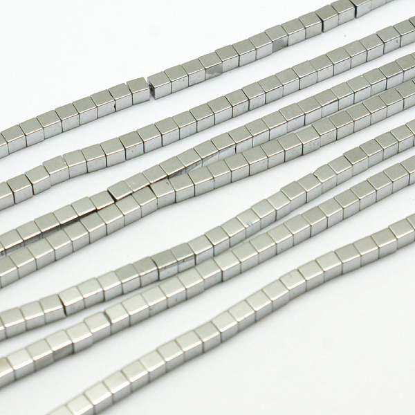 

PandaHall Non-magnetic Synthetic Hematite Beads Strands, Cube, Silver Plated, 2mm, Hole: 1mm, about 174pcs/strand, 15.5 inch Non-magnetic...