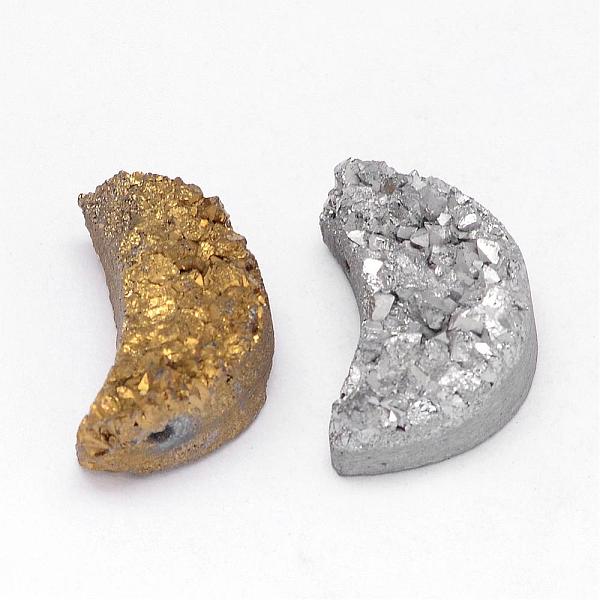 

PandaHall Electroplated Natural Druzy Quartz Crystal Beads, Moon, Mixed Color, 20x14x9~12mm, Hole: 1.5mm Quartz Crystal Moon