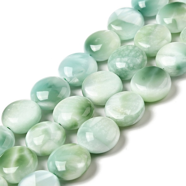 

PandaHall Natural Glass Beads Strands, Grade AB+, Flat Round, Aqua Blue, 12x5~7mm, Hole: 1.2mm, about 34pcs/strand, 15.5~15.7''..., Cyan
