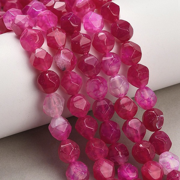 Brins de perles d'agate naturelle (teintes et chauffées)