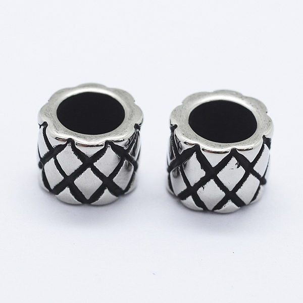 

PandaHall 316 Surgical Stainless Steel European Beads, Large Hole Beads, Braided Column, Antique Silver, 8.5x7mm, Hole: 5mm 316 Surgical...